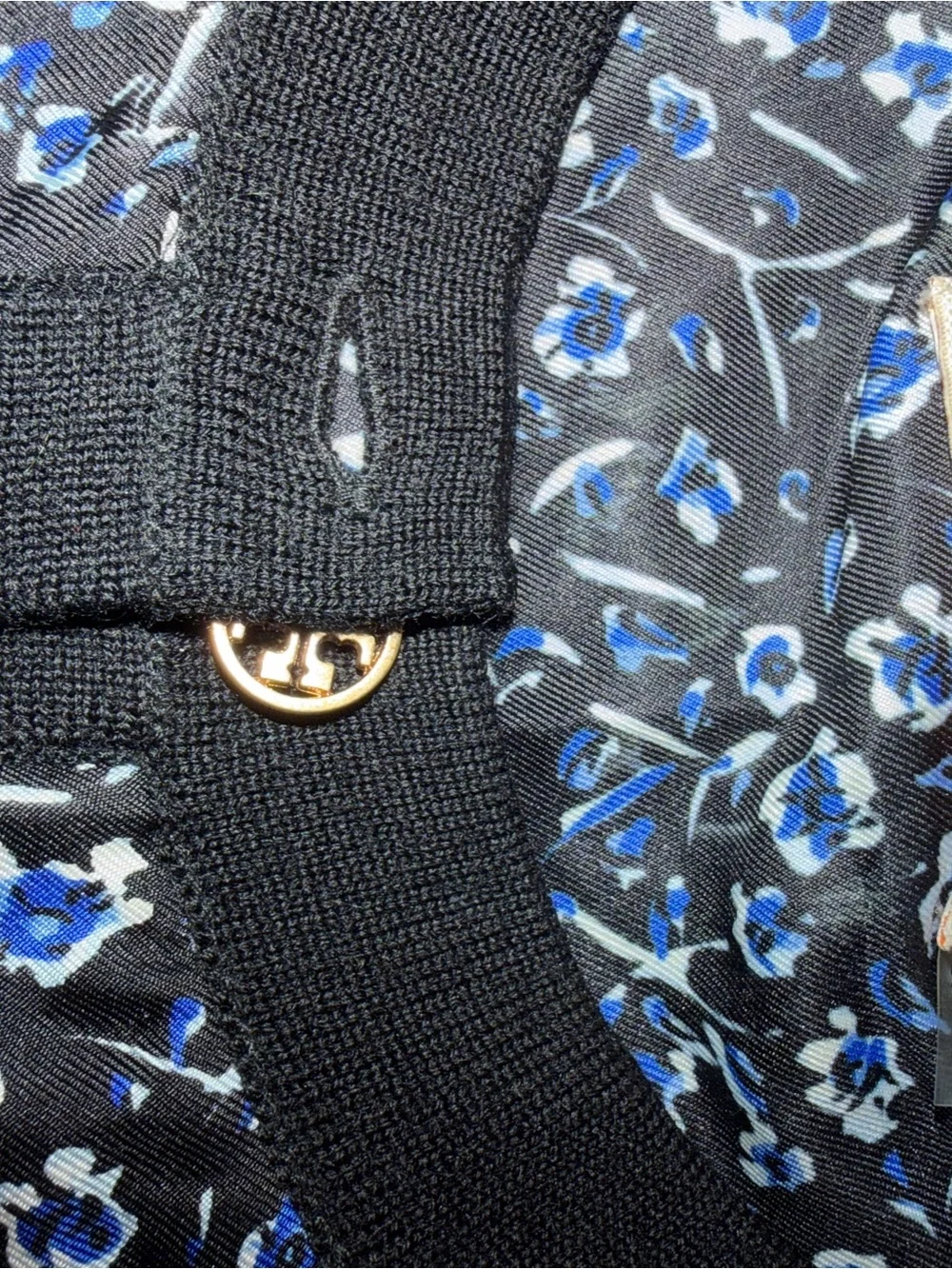 Tory Burch Kendra Cardigan in Cerulean Blue Flower Pattern